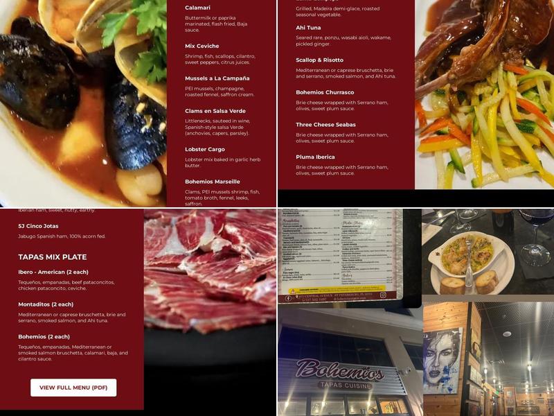 Bohemios Tapas Restaurant - St Pete Menu