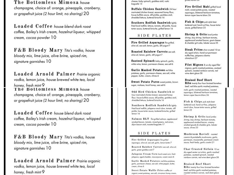 Fork & Barrel Menu