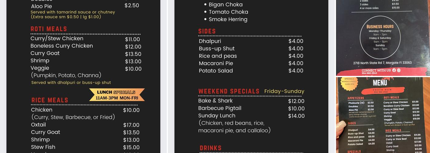 D Trini Spot Menu