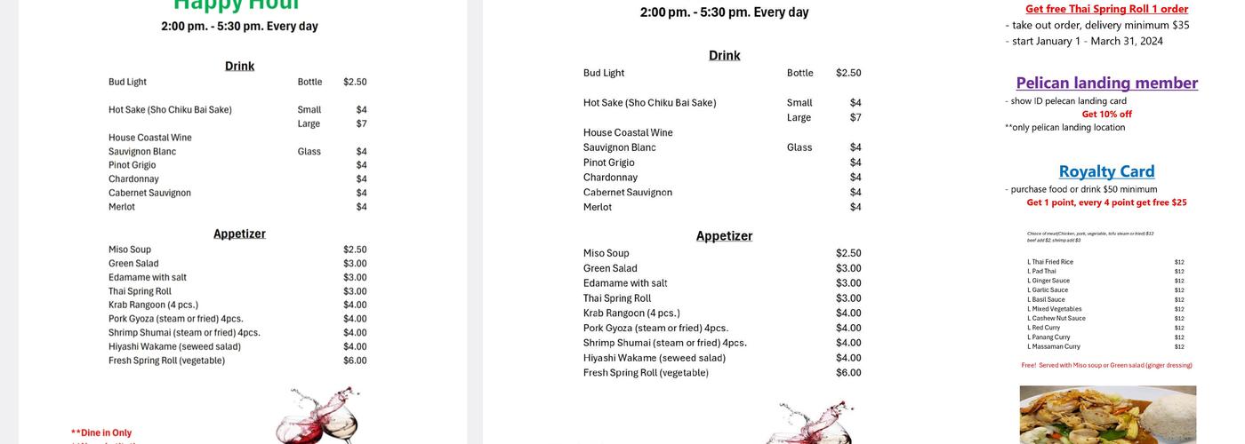 Muji Thai Sushi 2 (Publix Pelican Landing) Menu