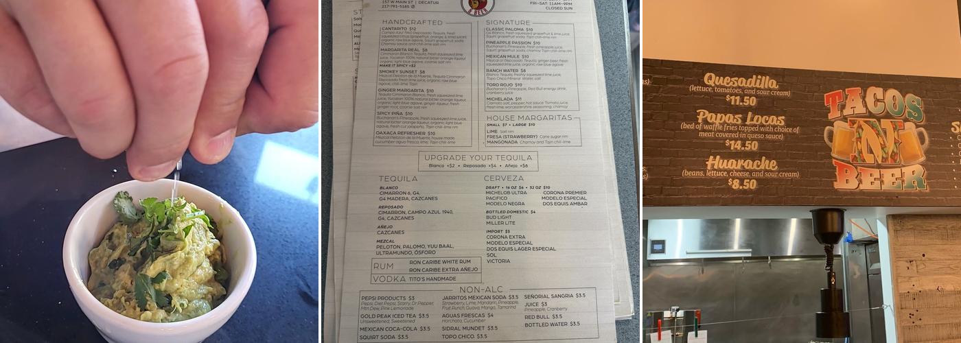 Tacos N Beer taqueria Menu