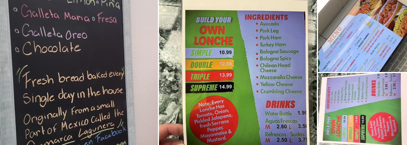 Lonches Laguneros Menu