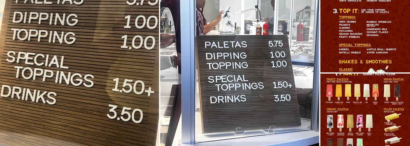 Morelia Ice Cream Paletas - Raleigh Menu