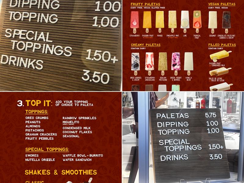 Morelia Ice Cream Paletas - Raleigh Menu