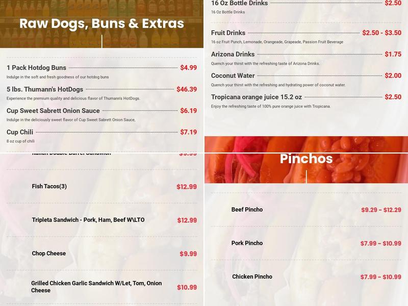 Cruz-Missile Hot Dogs & Pinchos Menu