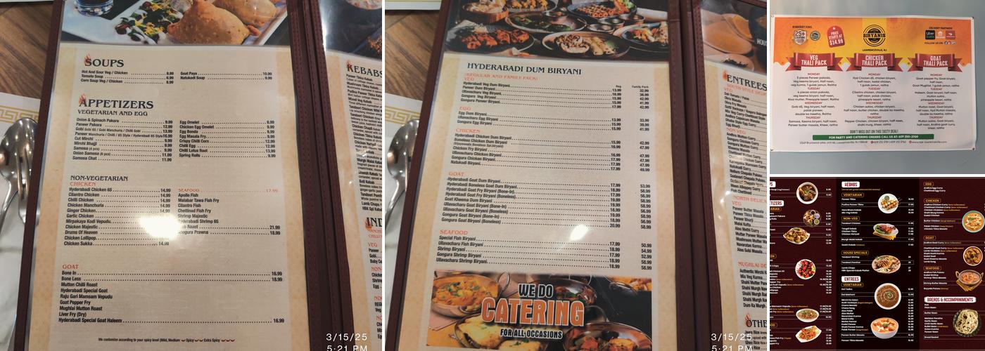 House of Biryanis and Kebabs Lawrenceville, NJ Menu