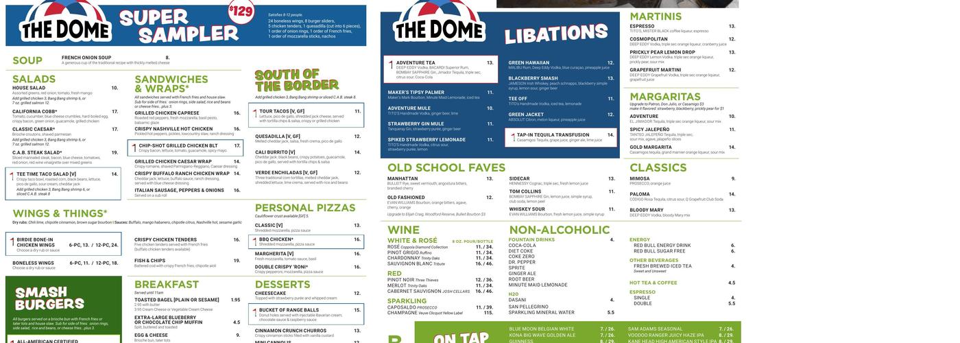 The Tap-In Restaurant and Sports Bar Menu