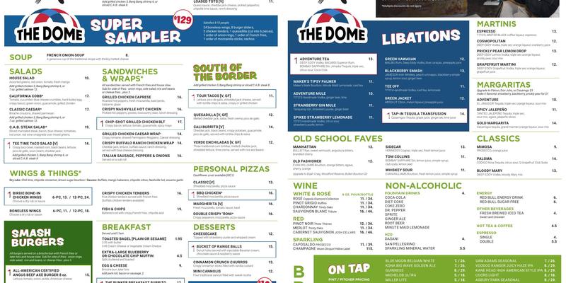 The Tap-In Restaurant and Sports Bar Menu