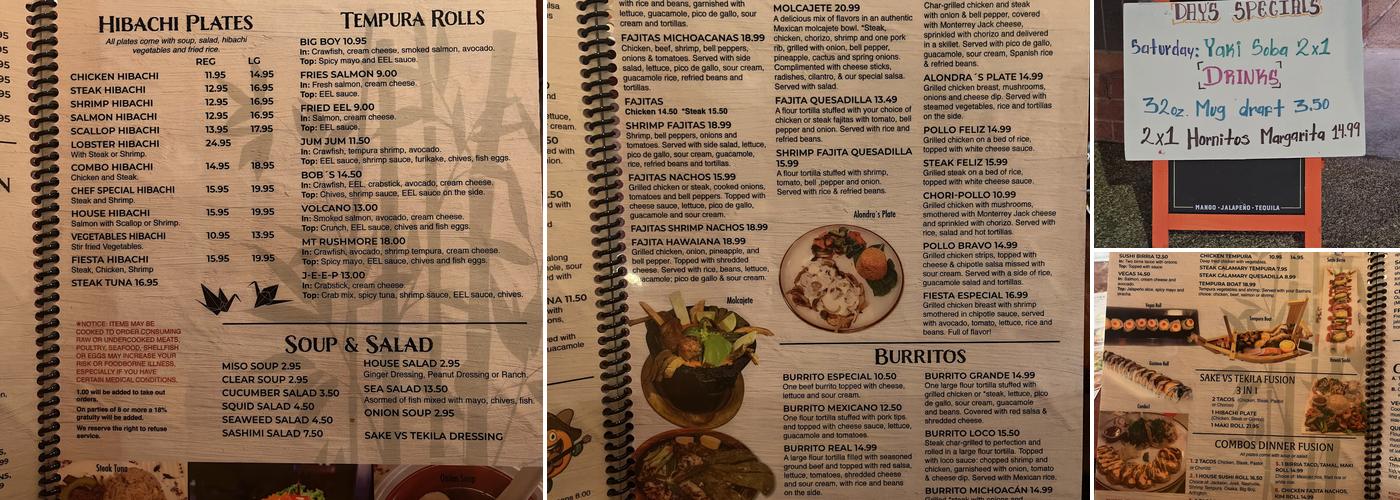 Sake VS Tekila Menu