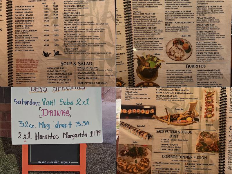 Sake VS Tekila Menu