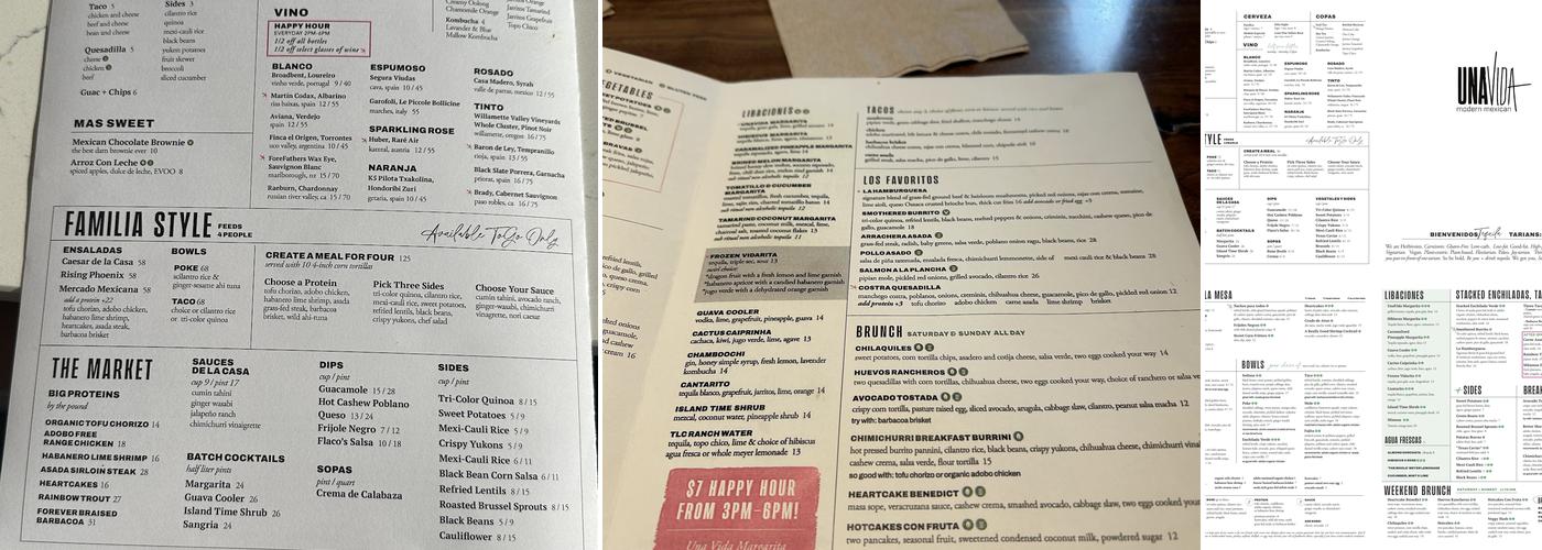 UnaVida Menu