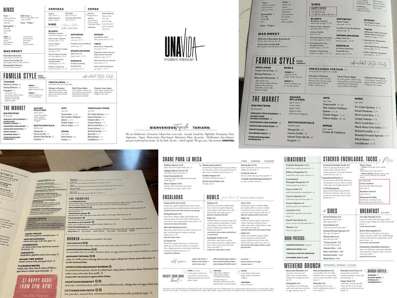 UnaVida Menu
