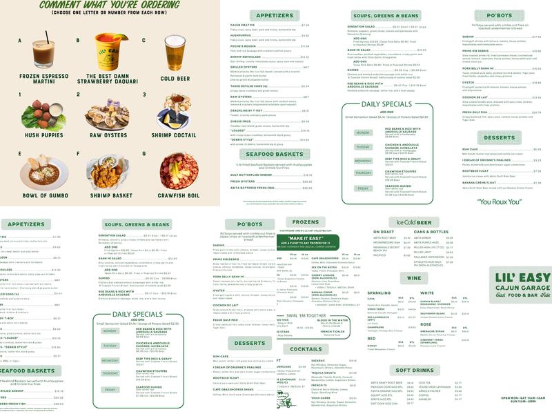 Lil' Easy Fine Cajun Food & Bar Menu