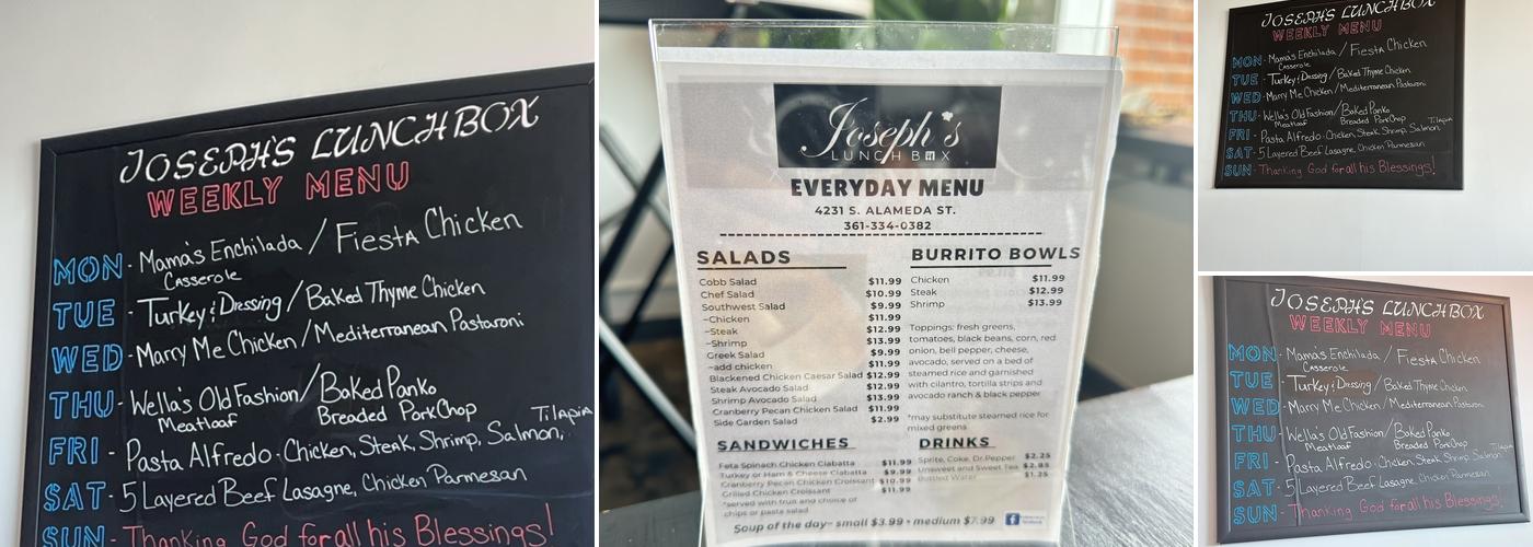 Joseph’s LunchBox Menu