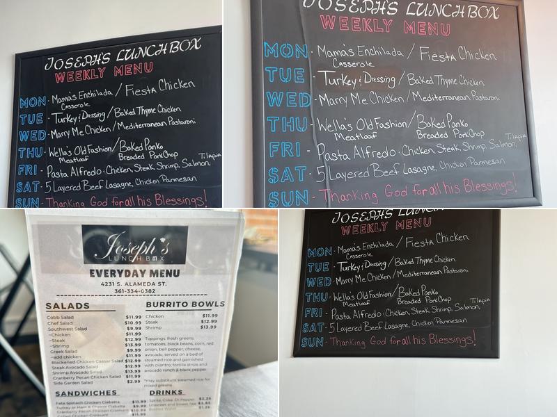 Joseph’s LunchBox Menu