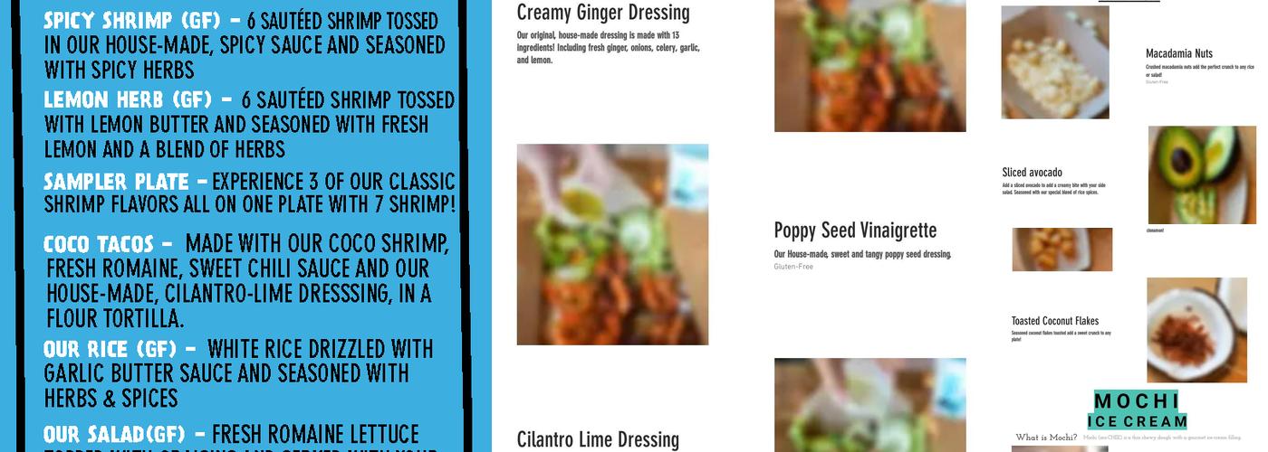 Coco Shrimp Menu