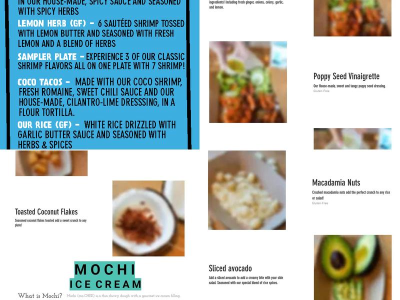 Coco Shrimp Menu