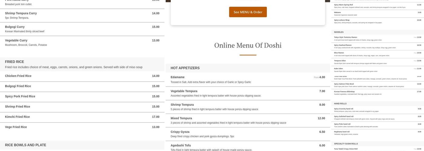 Doshi Menu