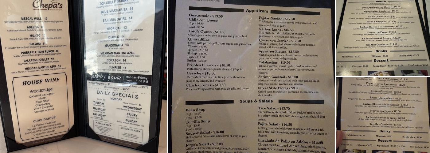 Chepa's Mexican Grill Menu
