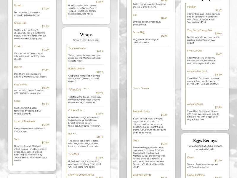 EggCited Brunch house Menu