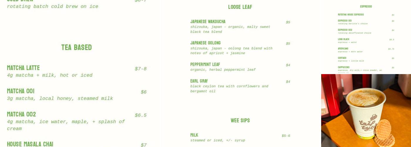 Triptych Coffee Co. Menu