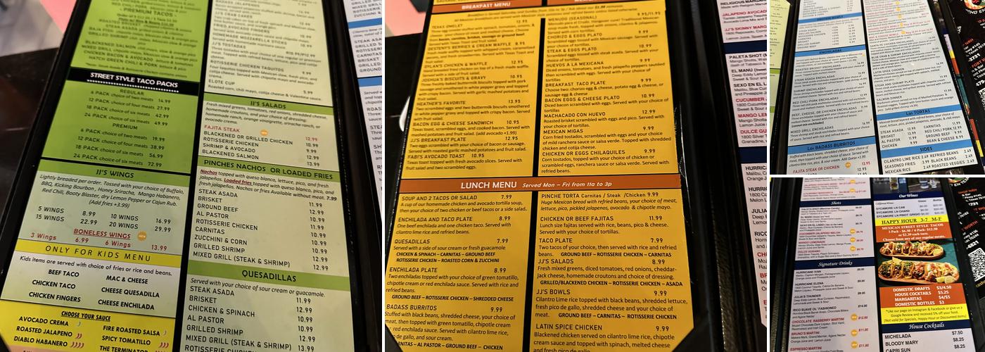 JJ's Taco Shop: Kitchen & Bar North Richland Hills Menu