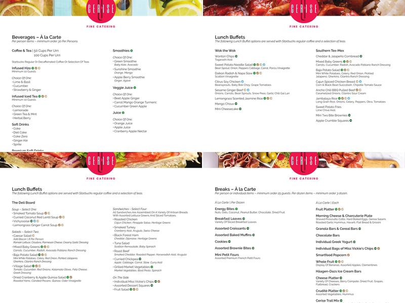Cerise Fine Catering Menu