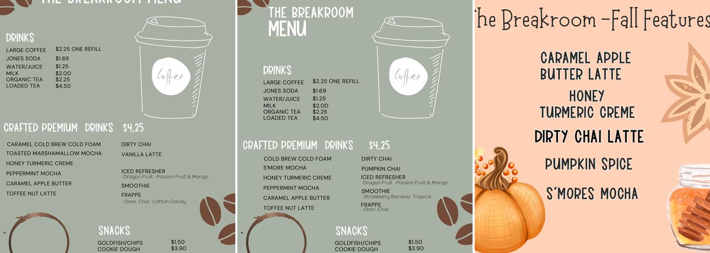 The Breakroom - Coffee Bar & Play Cafe Menu