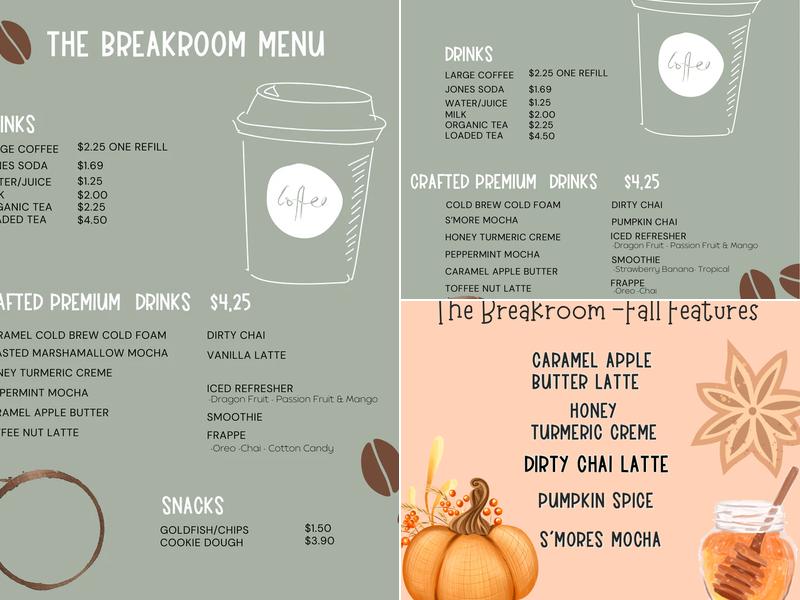 The Breakroom - Coffee Bar & Play Cafe Menu