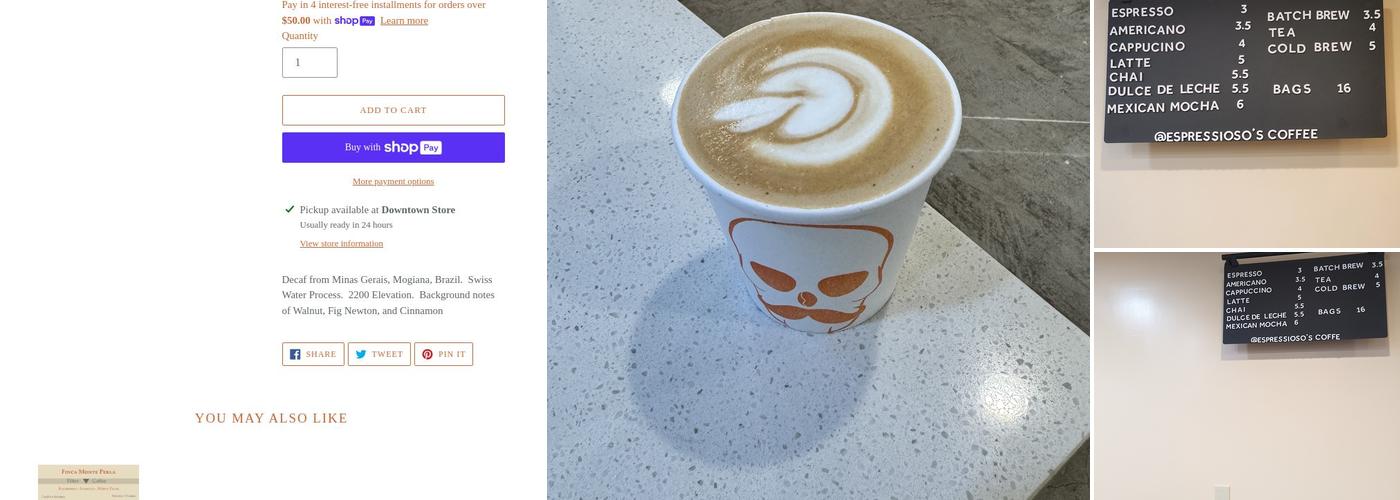 Espressioso's Coffee Menu