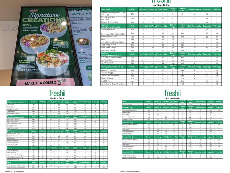 Freshii Menu