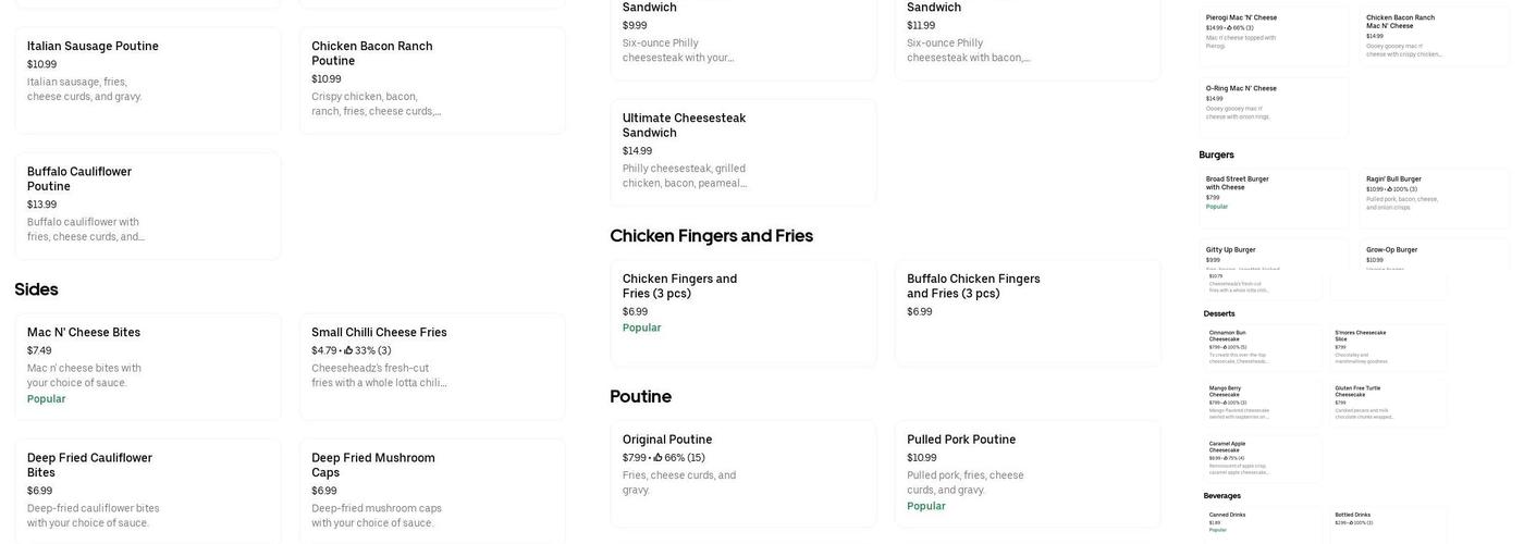 Cheeseheadz (Ajax) Menu