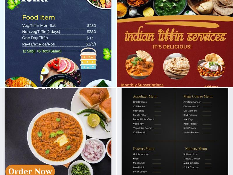 Indian Food Tiffin Service(Dilli Chaat) in Halifax Menu