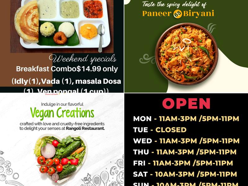 Rangoli - South Indian Restaurant & Bar Menu