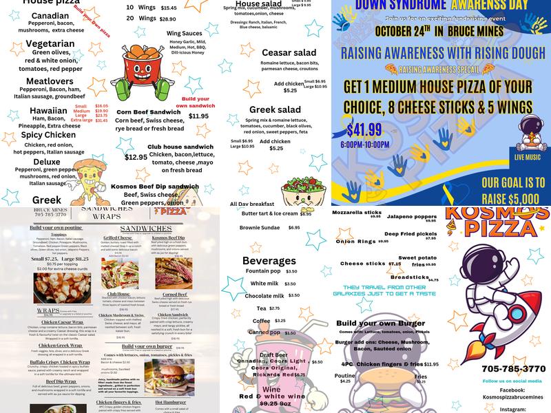 Kosmos Pizza Bruce Mines Menu