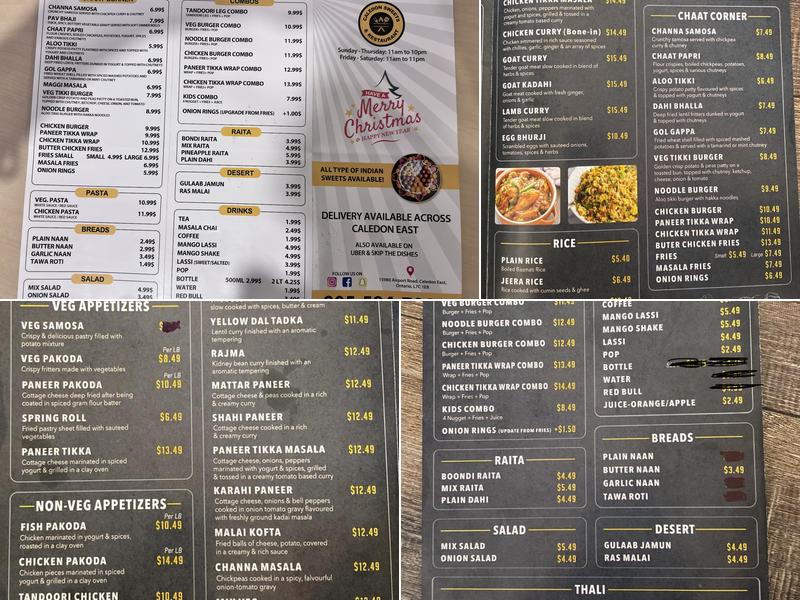Caledon Sweets & Restaurant Menu