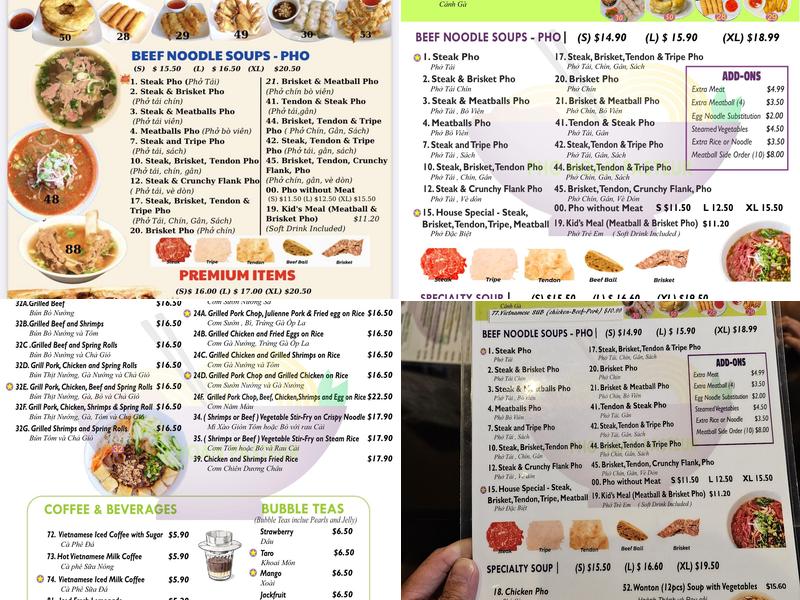 Pho Hoan Pasteur (country hills) Menu