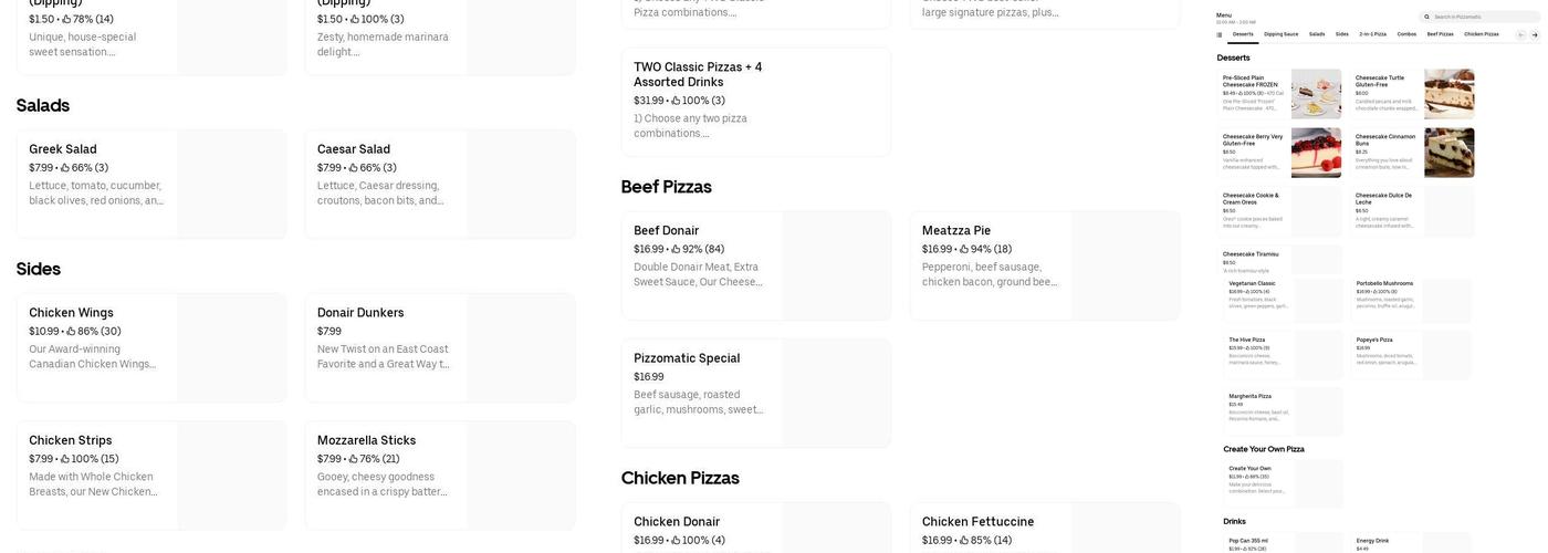 Pizzomatic Menu