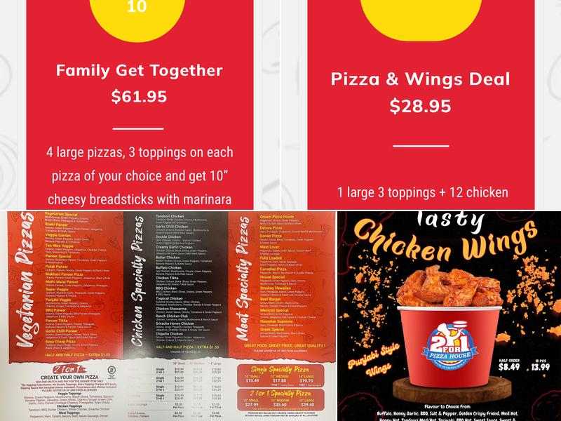 2 For 1 Pizza House Menu