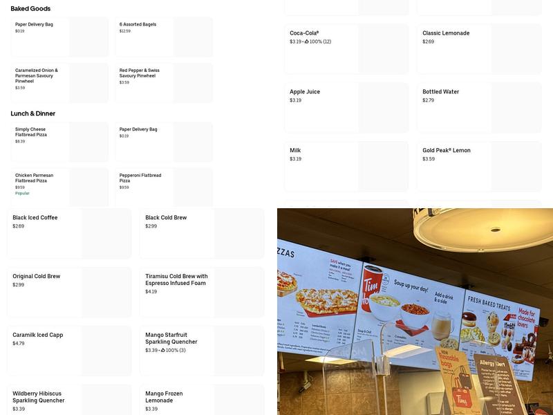 Tim Hortons Menu