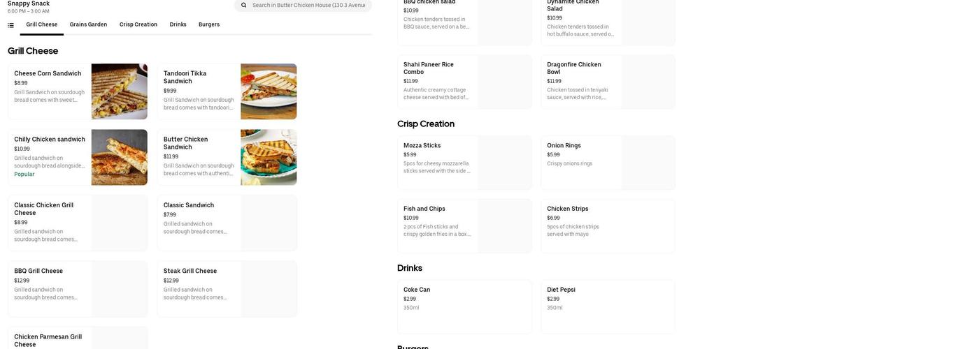 Mama's Butter Chicken Menu