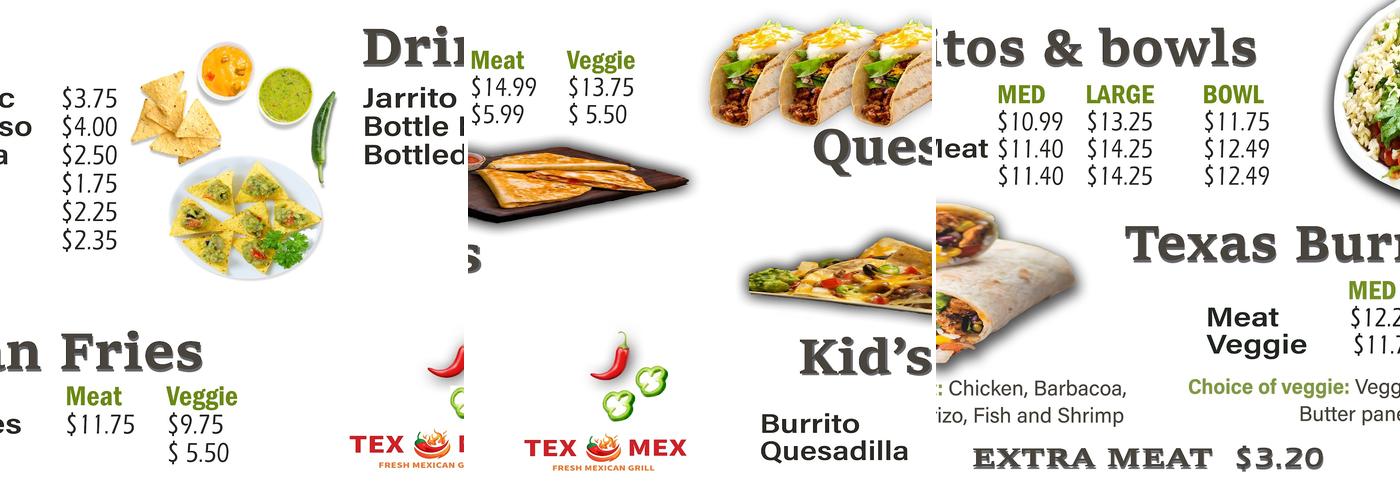 Tex Mex Menu