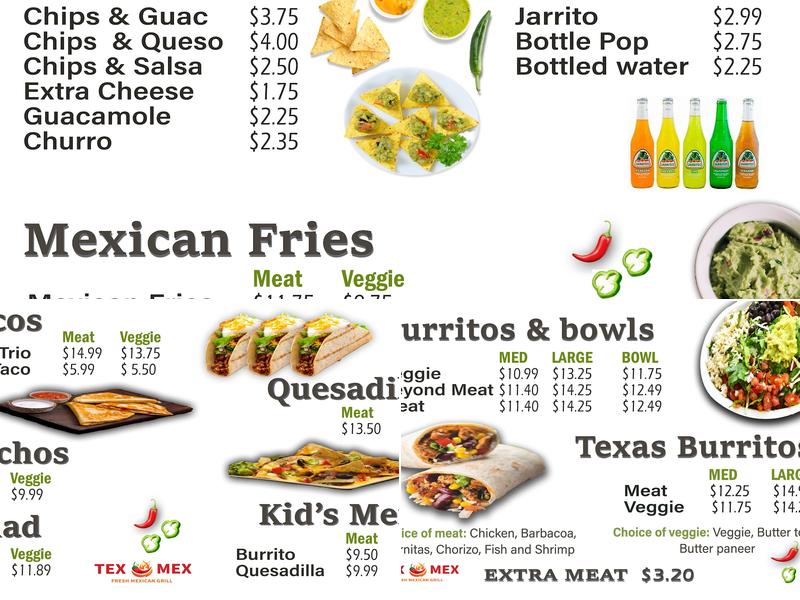 Tex Mex Menu