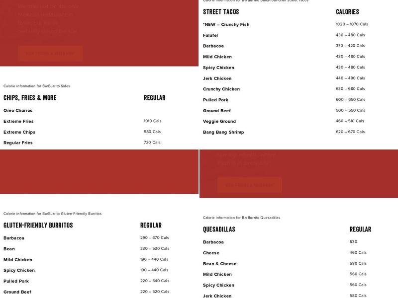 barBURRITO Menu