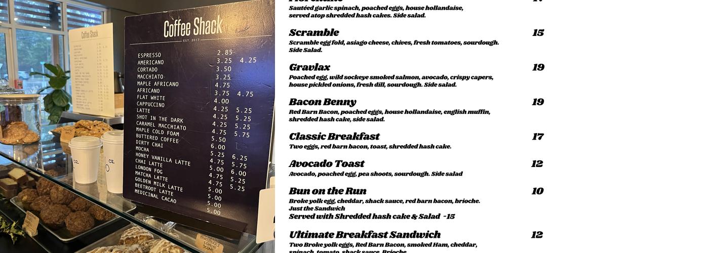 Coffee Shack (Chemainus) Menu