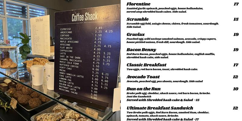 Coffee Shack (Chemainus) Menu
