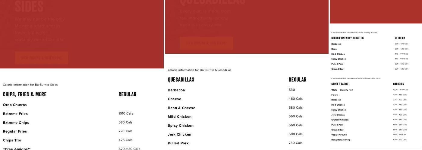 barBURRITO Menu