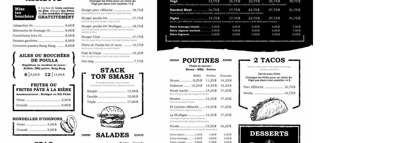 Resto Pub Le Mulligan Smokehouse Menu