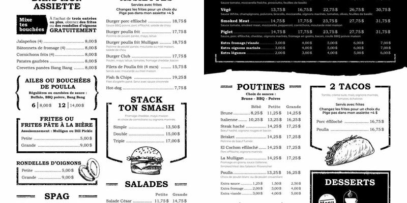 Resto Pub Le Mulligan Smokehouse Menu