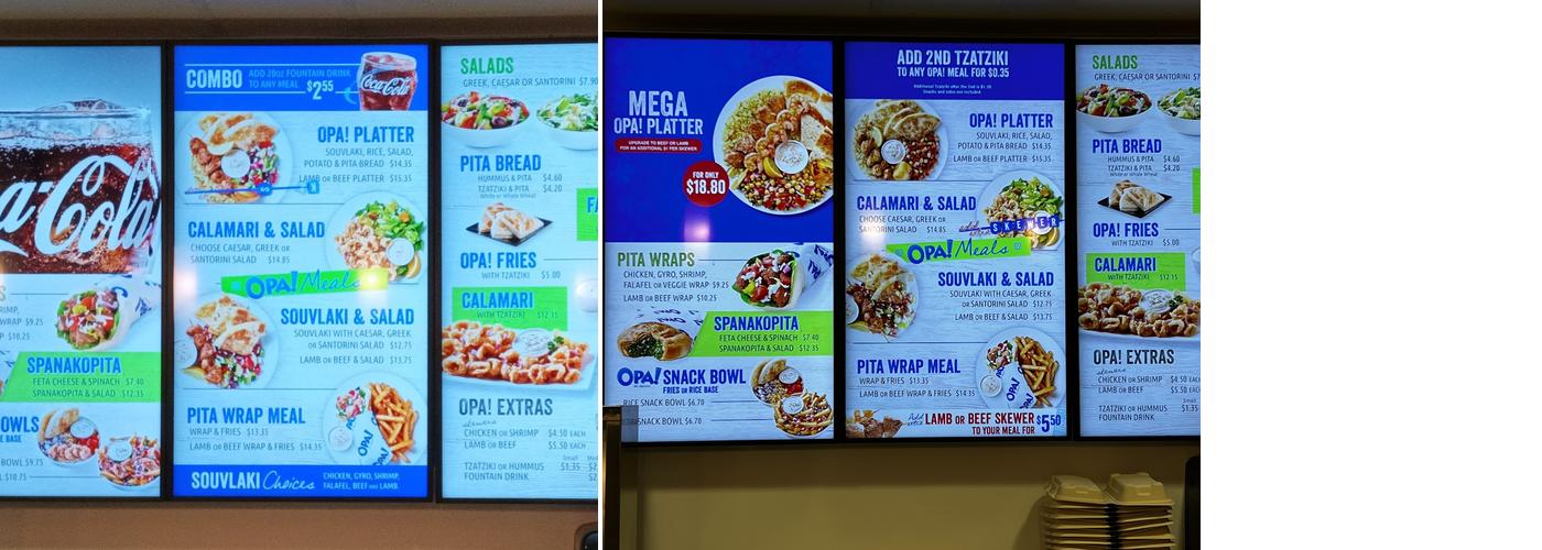 OPA! of Greece ECHA Menu